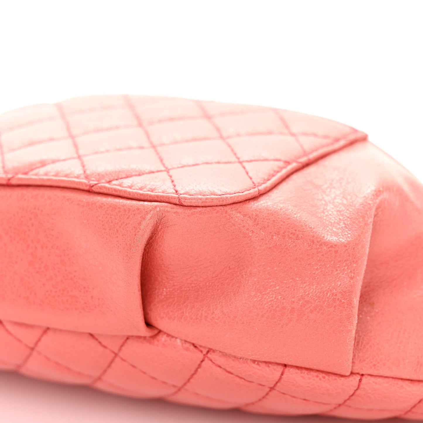 Crumpled Glazed Lambskin Quilted Waist Bag Fanny Pack Pink