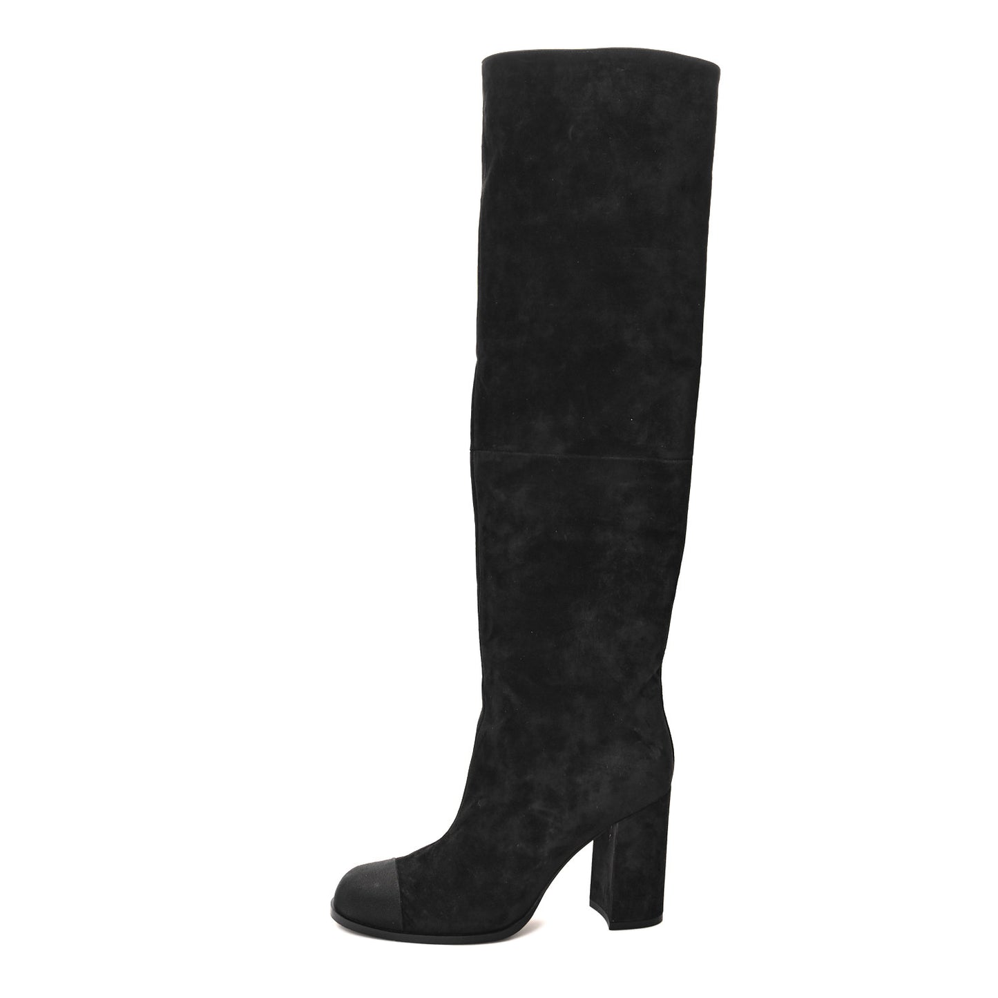 Suede Calfskin Grosgrain High Boots 39.5 Black