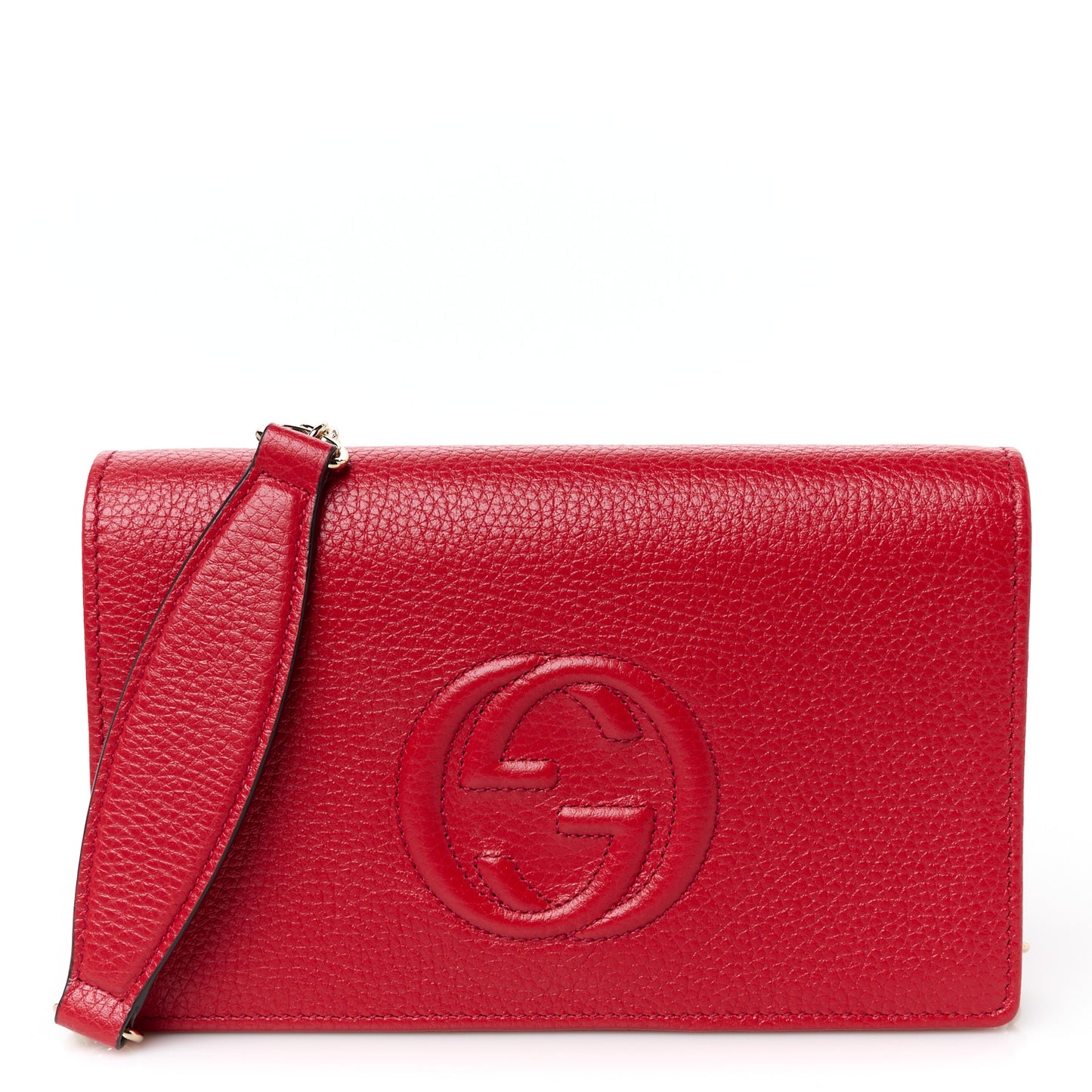 Pebbled Calfskin Soho Wallet on Chain Tabasco Red