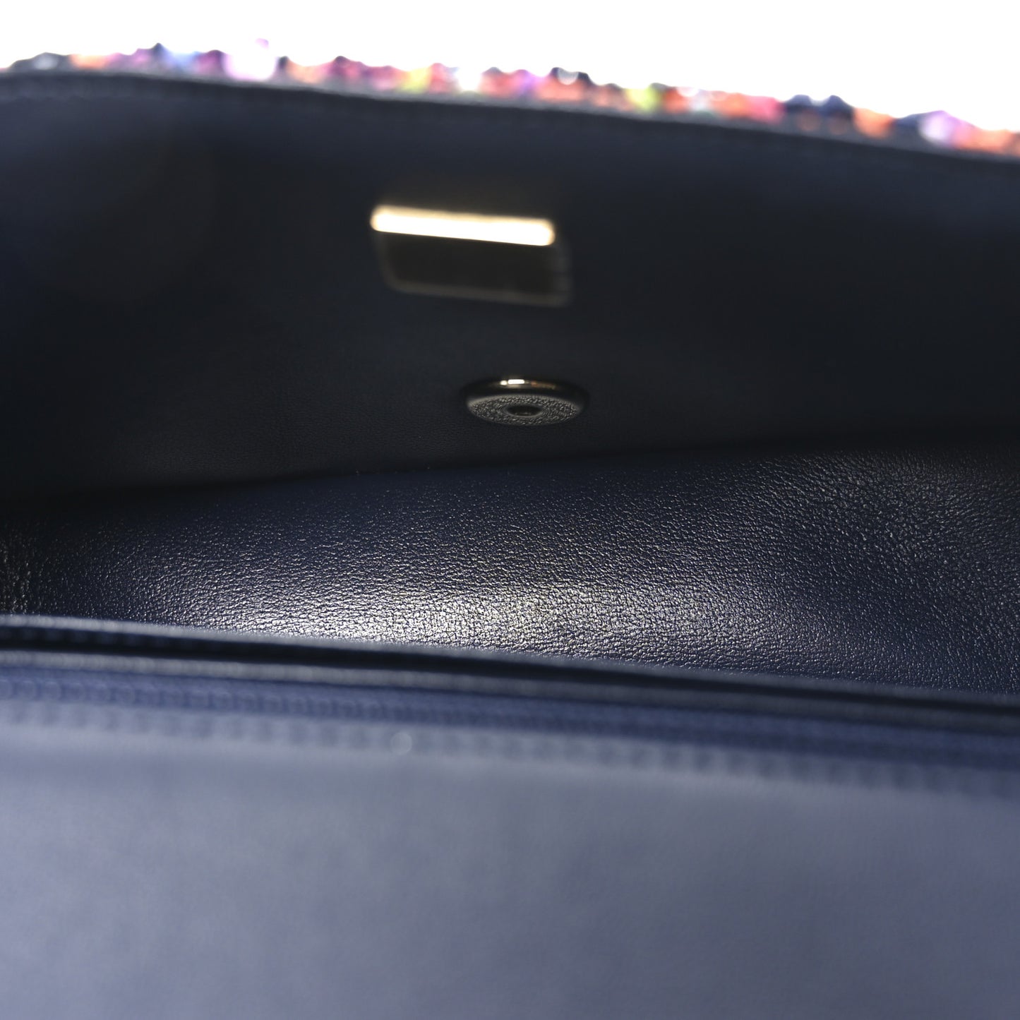 Tweed Quilted Mini Rectangular Flap Navy Blue Multicolor