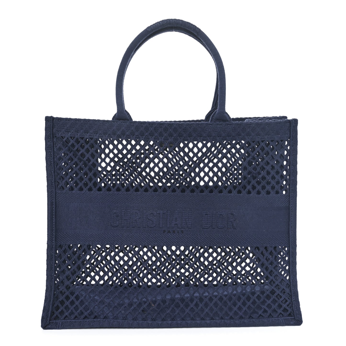 Mesh Embroidered Large Book Tote Navy Blue