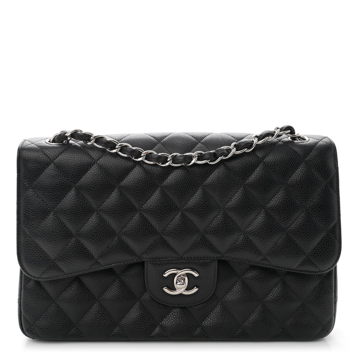 Caviar Quilted Jumbo Double Flap Black