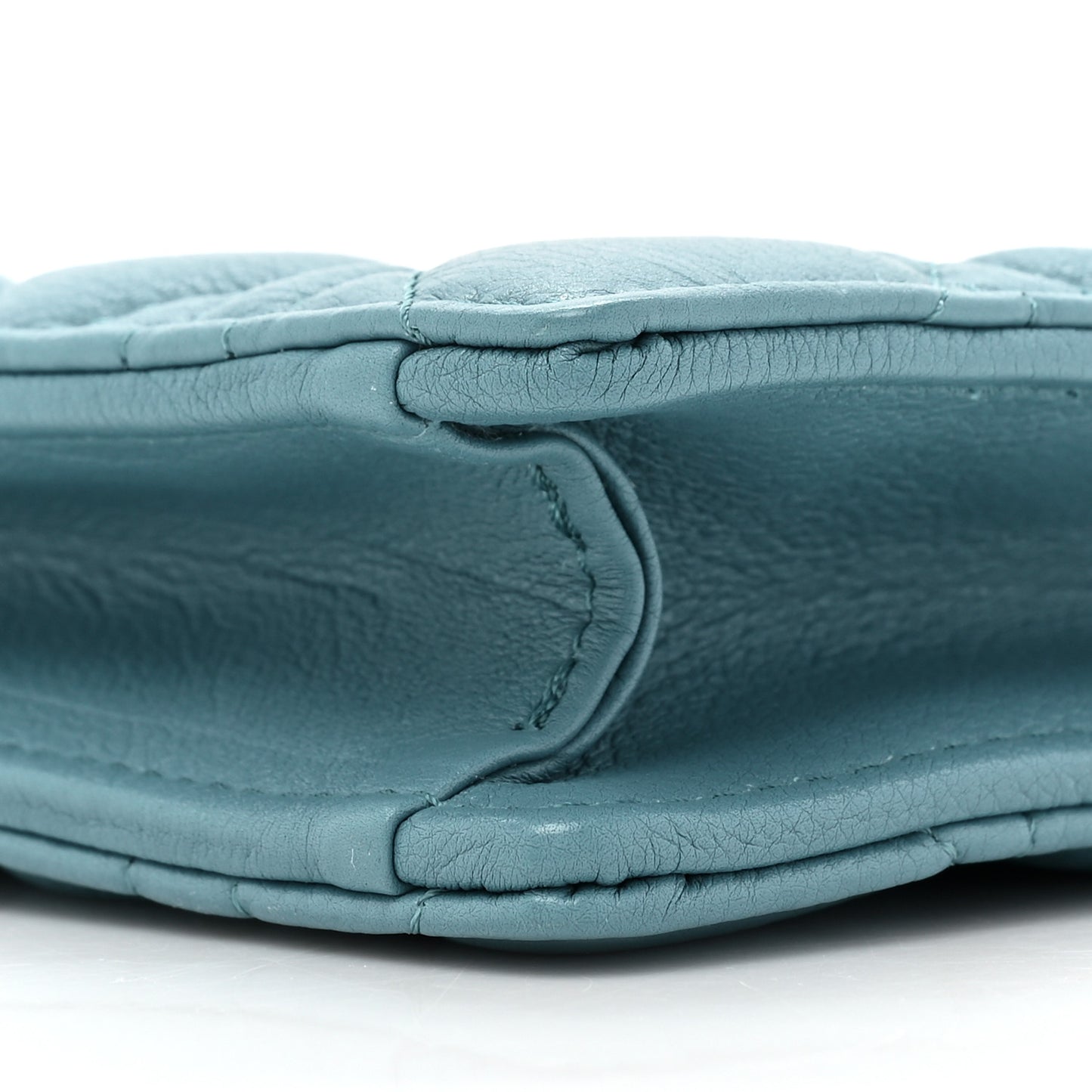 Calfskin Cannage Caro Zipped Pouch With Chain Cloud Blue