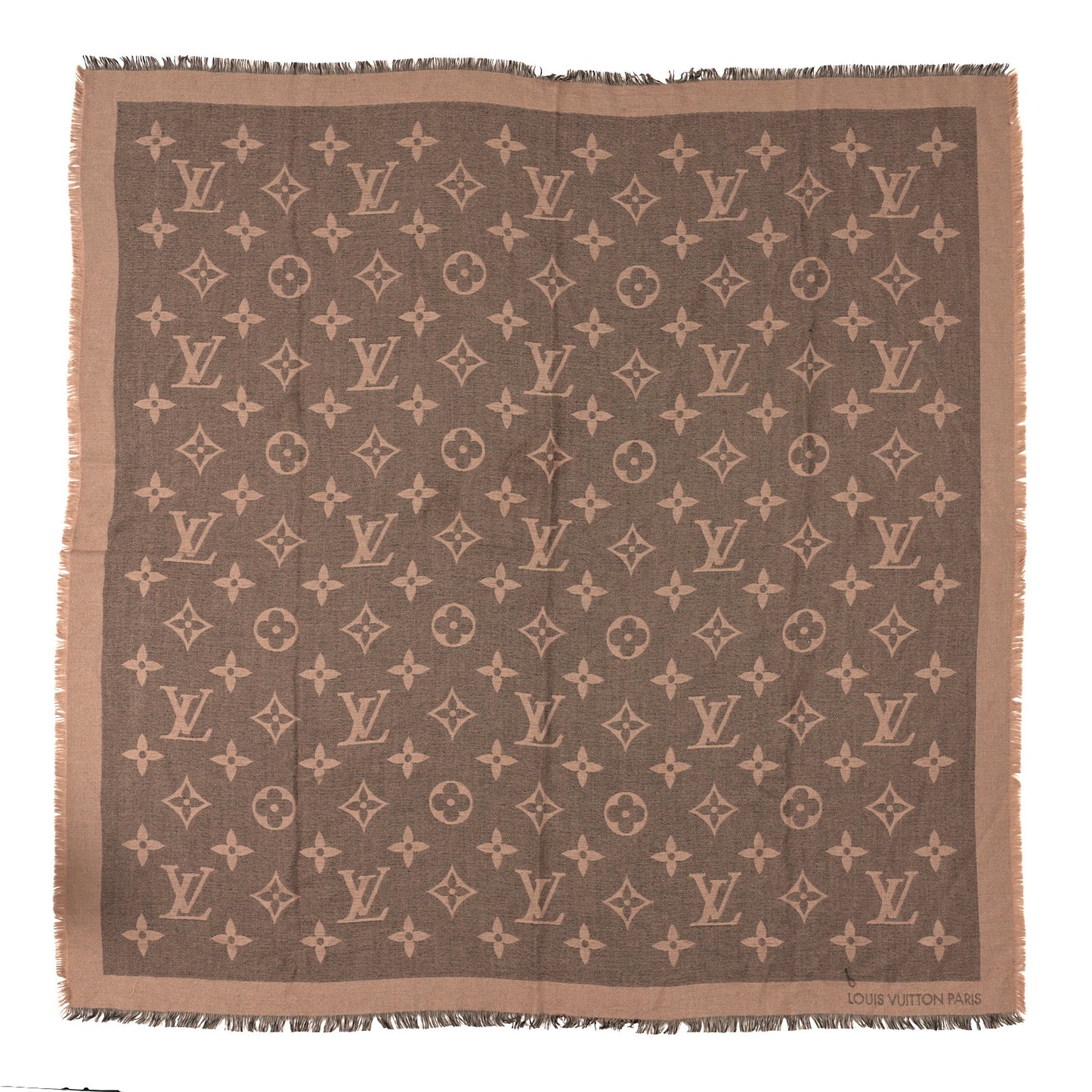 Cashmere Silk Monogram Giant Shawl Beige