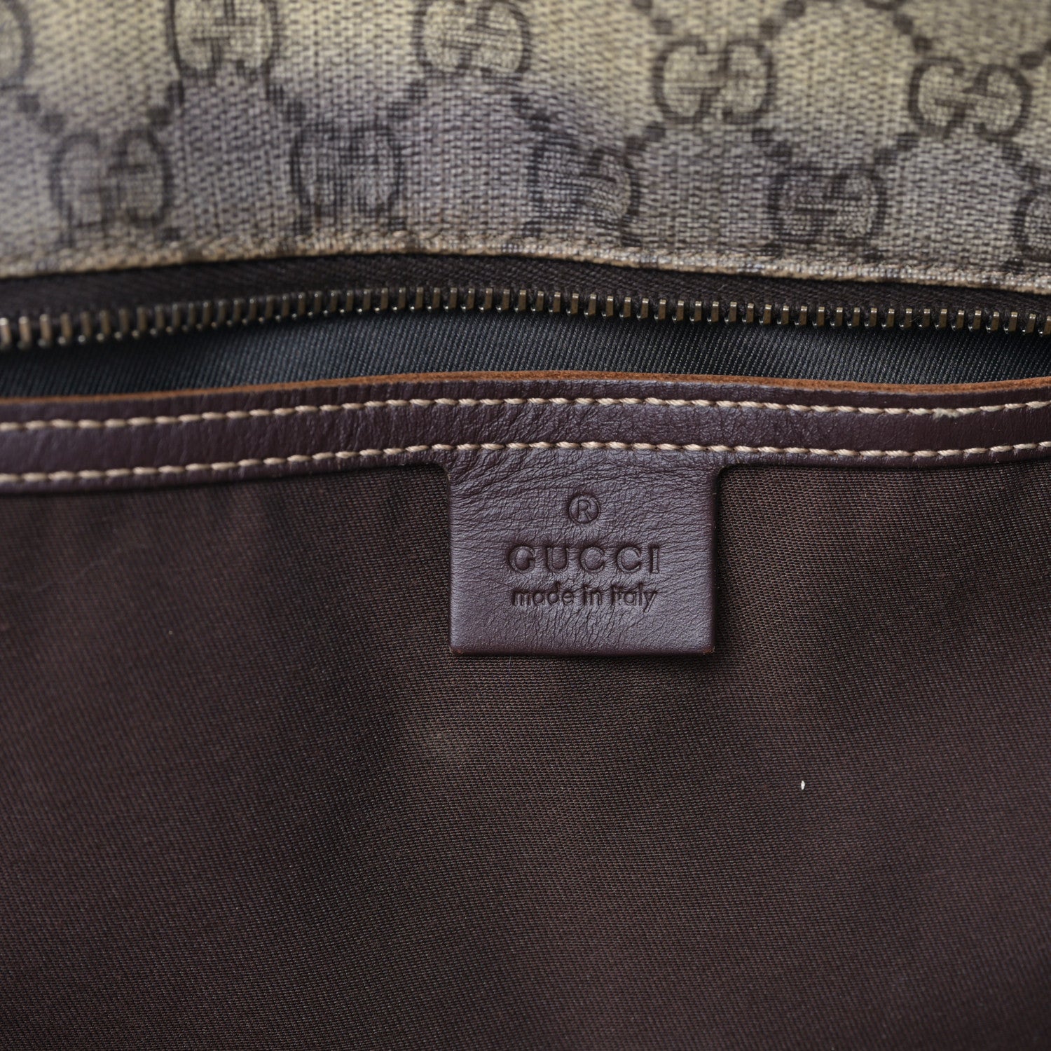 Gucci GG Supreme Monogram Medium Zippered Shopping Tote Dark Brown 6 of 9