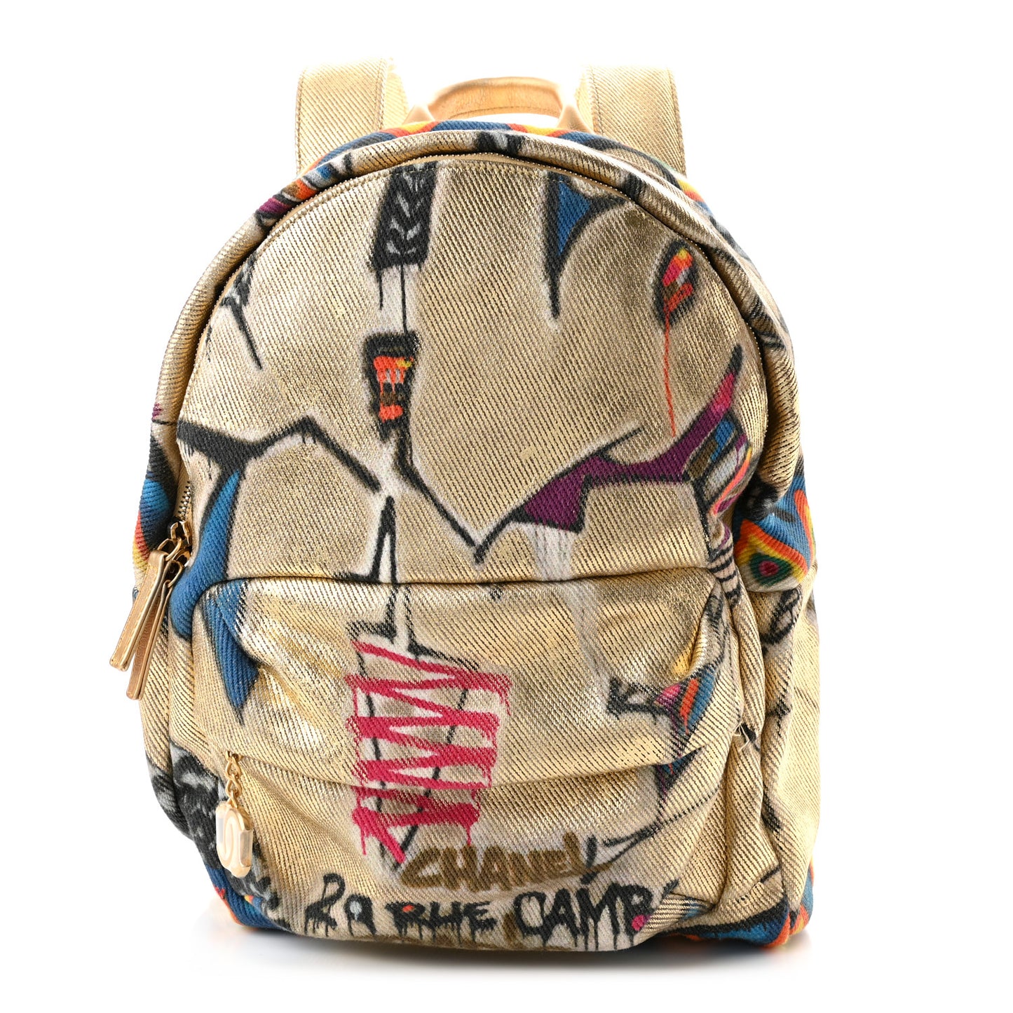 Graffiti Printed Canvas Street Spirit Backpack Multicolor