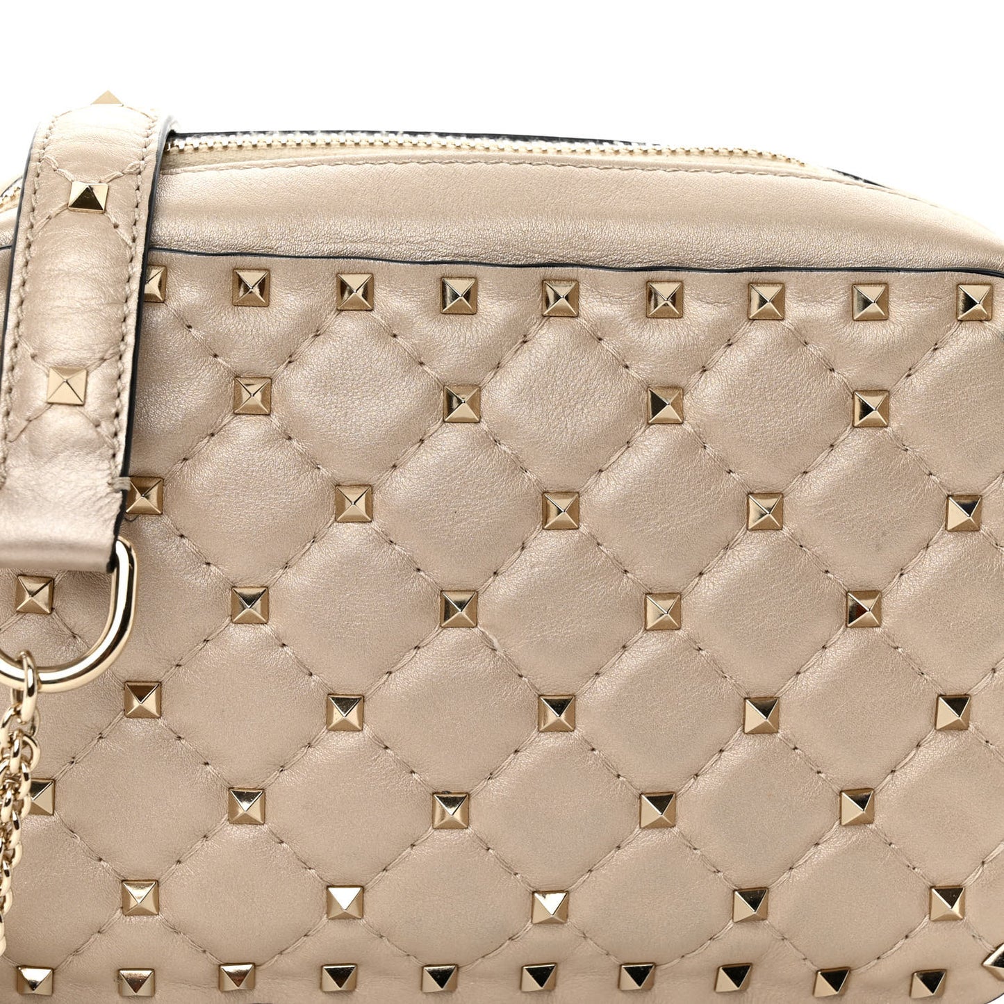 Metallic Nappa Rockstud Spike Camera Crossbody Bag Skin