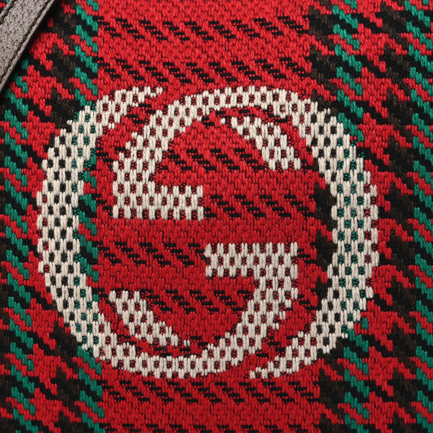 Cotton Wool Textured Calfskin Houndstooth Woven Square Messenger Bag Red Green Ivory Multicolor New Acero