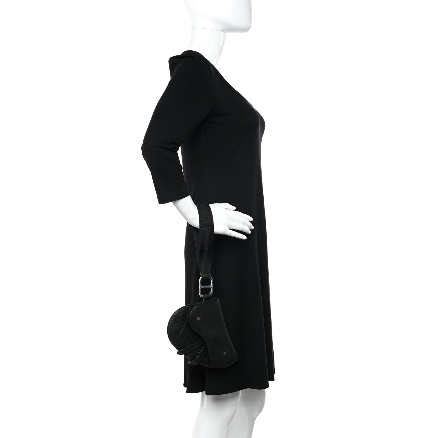 Christian Dior X KAWS Grained Calfskin Saddle Wristlet Black 2 of 10