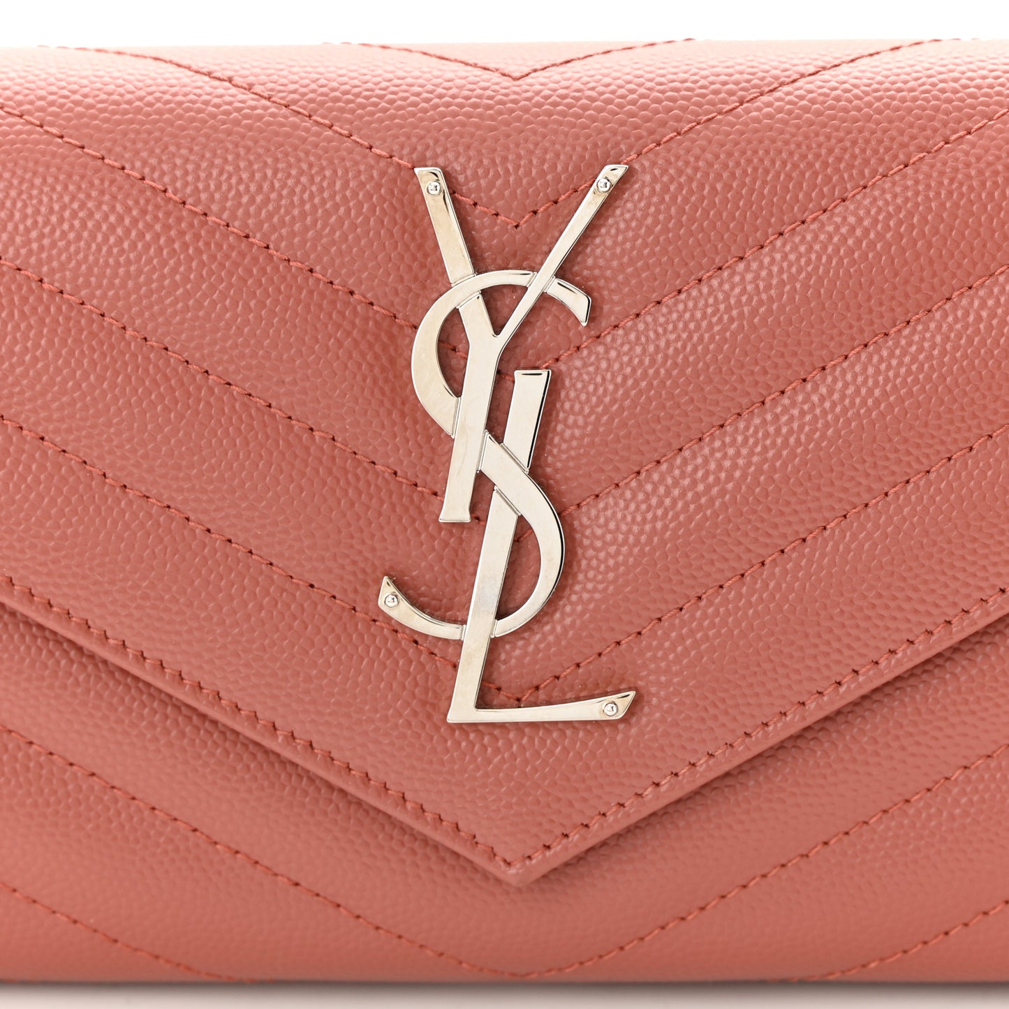 Grain De Poudre Matelasse Chevron Small Monogram Chain Wallet Blush Fonce
