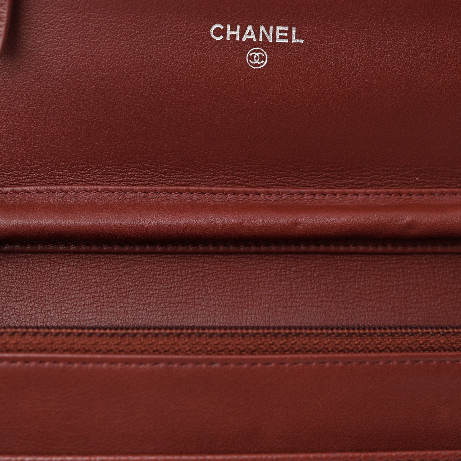 Chanel Caviar Timeless CC Wallet on Chain WOC Dark Red 9 of 16