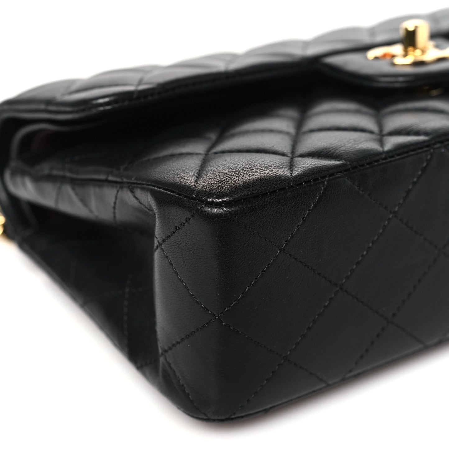 Lambskin Quilted Small Double Flap Black