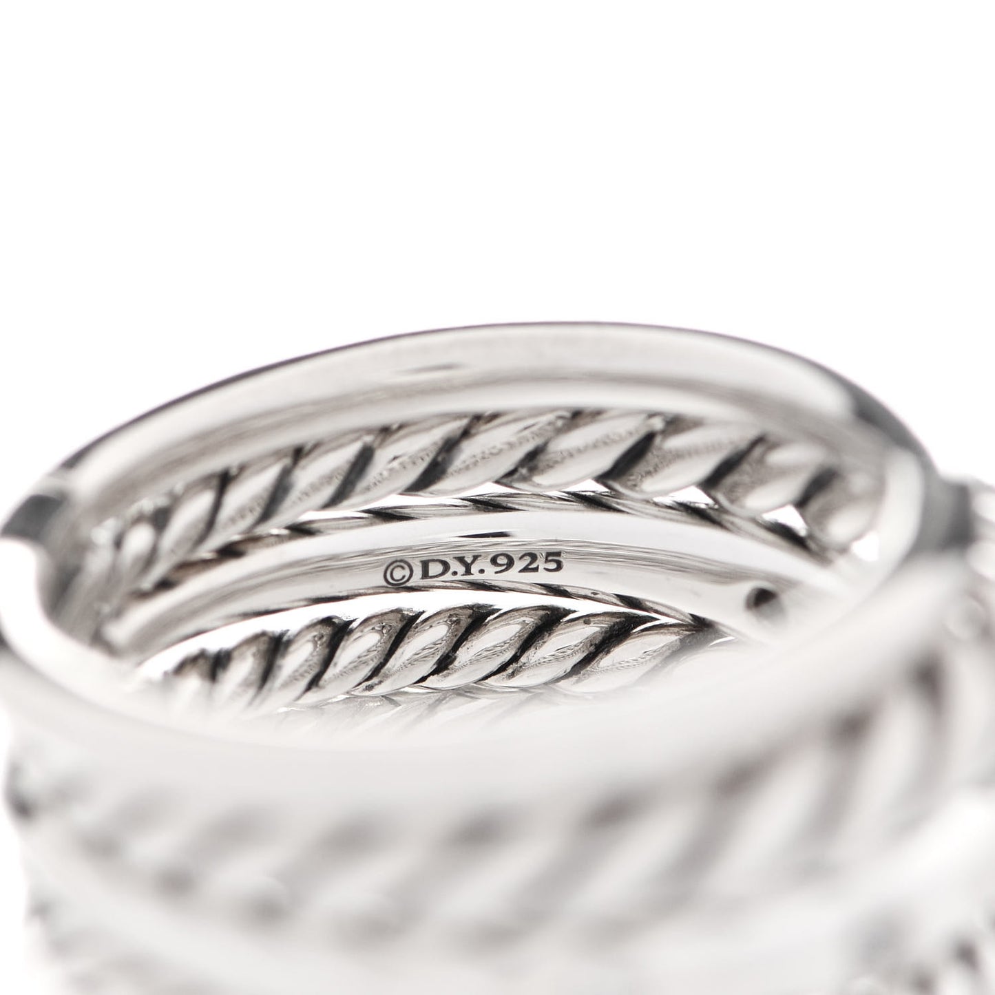 Sterling Silver Diamond 16mm Stax Wide Stacked Ring 52 6