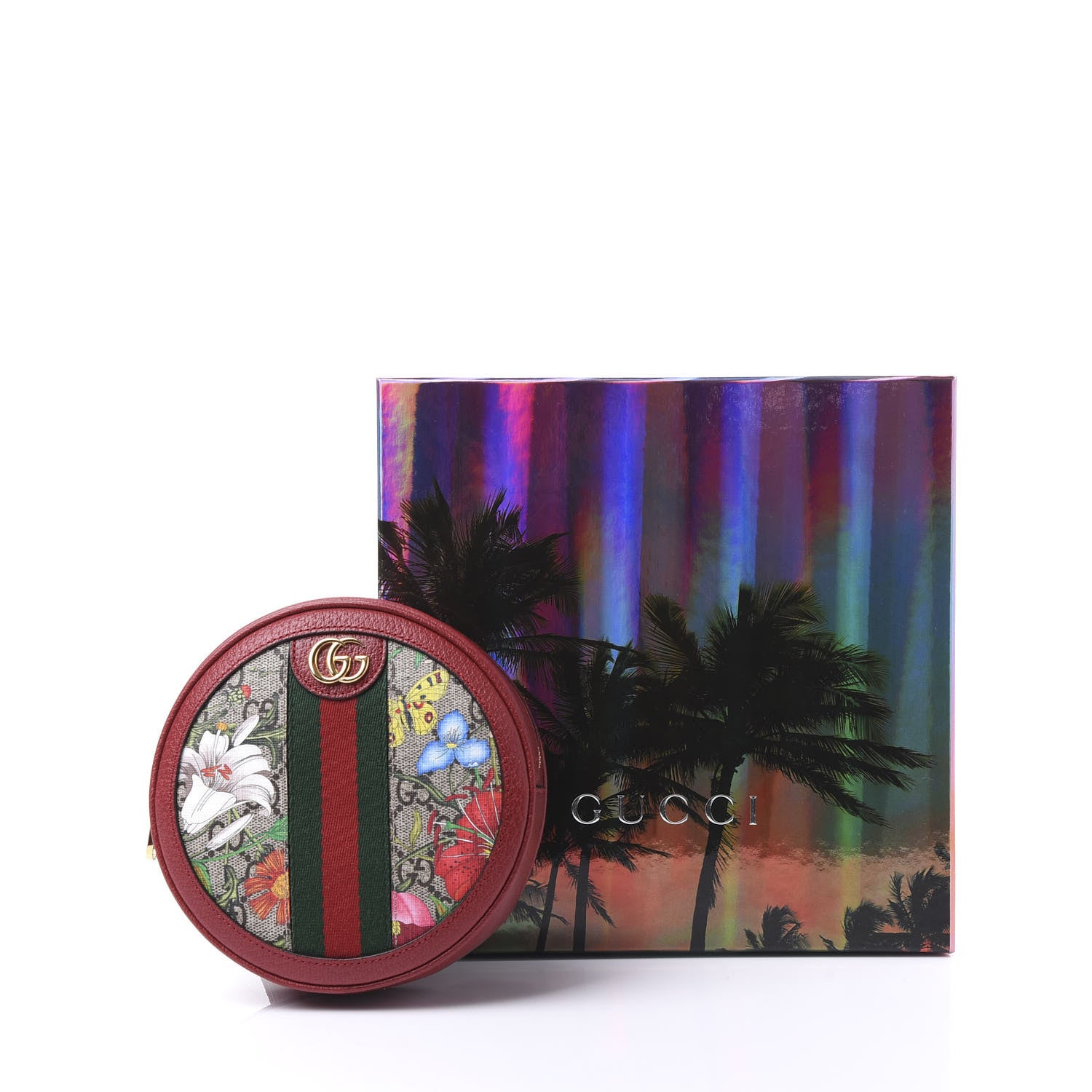 Gucci GG Supreme Monogram Web Flora Mini Ophidia Round Backpack Red 9 of 9