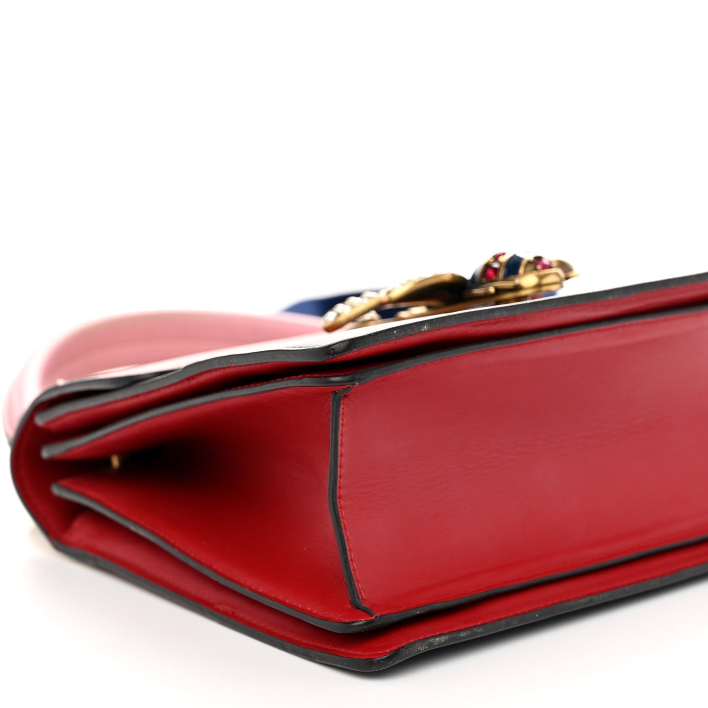 Calfskin Sylvie Web Small Queen Margaret Top Handle Bag Blue Agata Hibiscus Red Mystic White Sugar Pink
