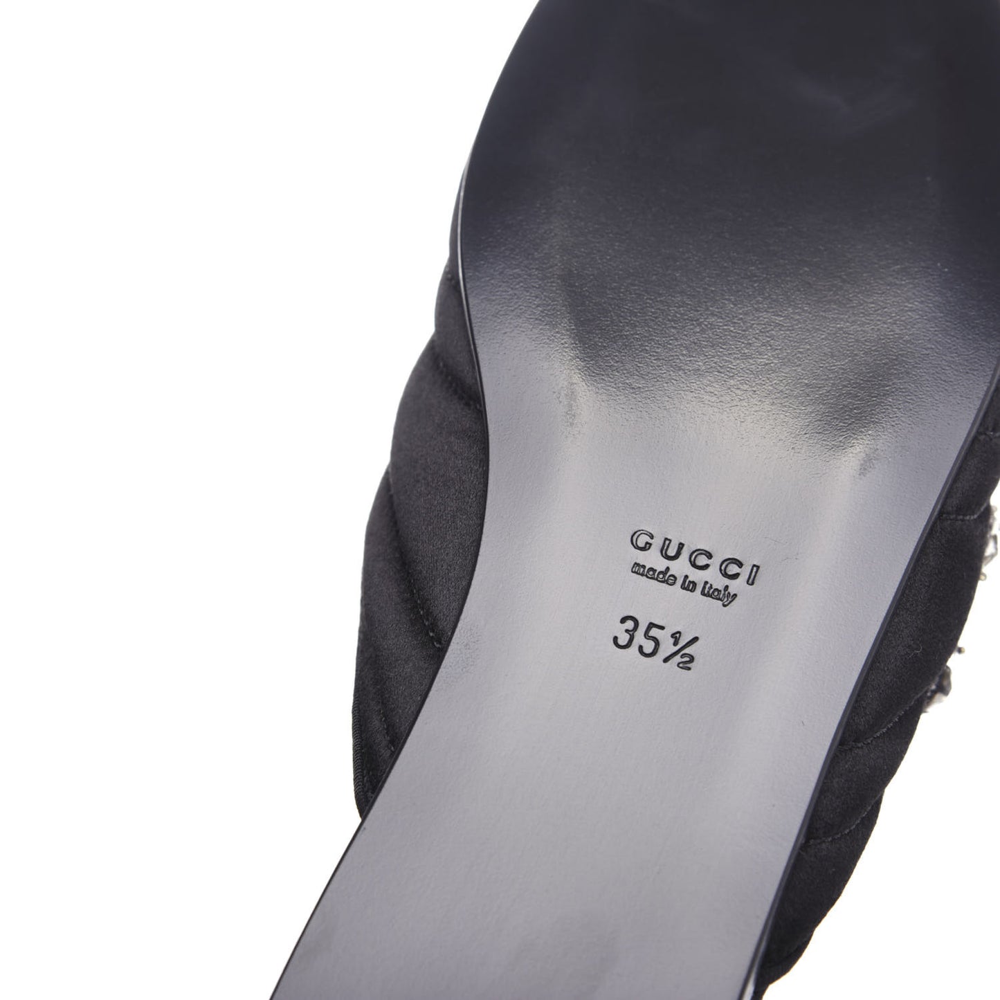 Satin Embroidered Heart and Dagger Slippers 35.5 Black