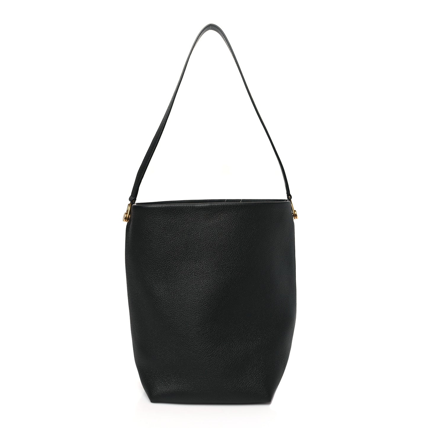 Grained Calfskin Medium N/S Hook Tote Black