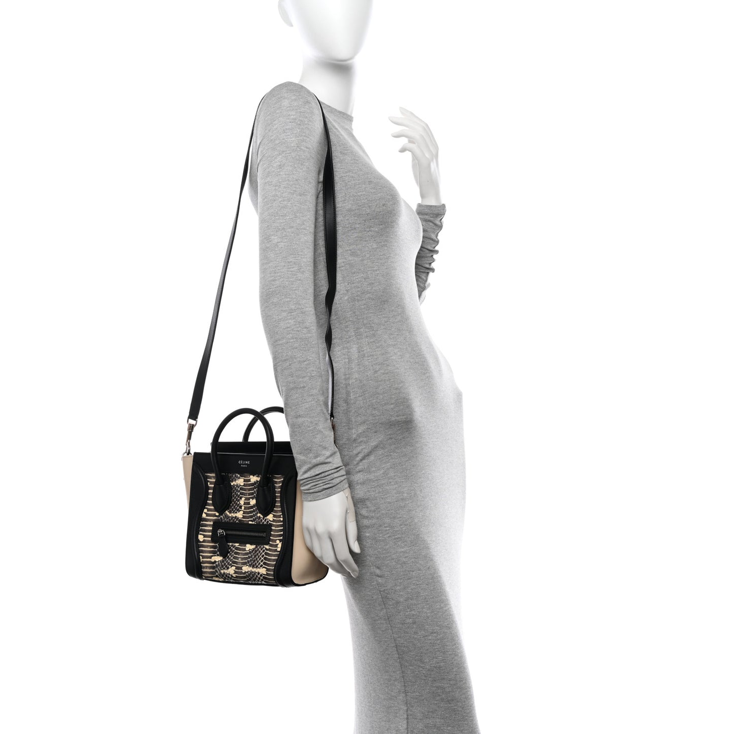 Watersnake Calfskin Nano Tri-Color Luggage Black