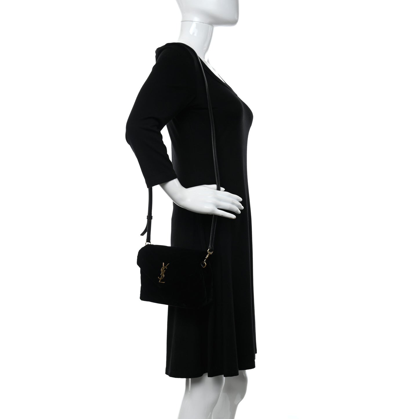 Velvet Y Quilted Monogram Toy Loulou Chain Satchel French Black