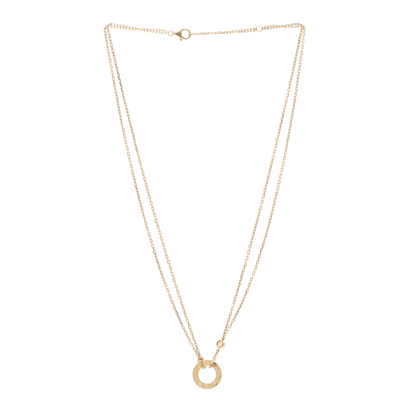 18K Yellow Gold 2 Diamond LOVE Necklace