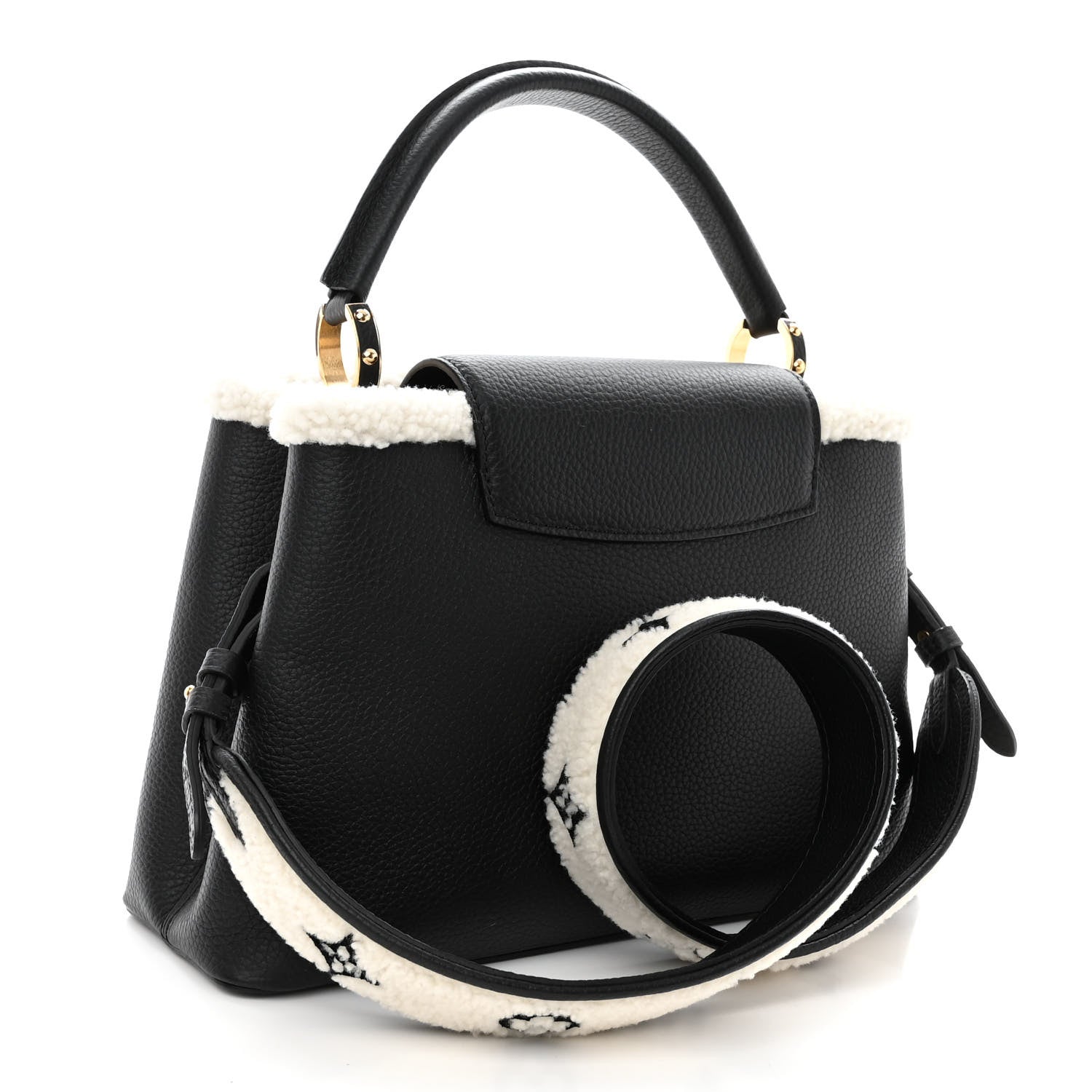 Louis Vuitton Taurillon Shearling Capucines PM Black 3 of 9