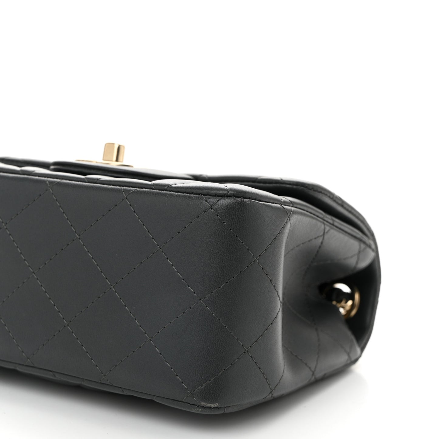 Lambskin Quilted Mini Square Flap Dark Grey