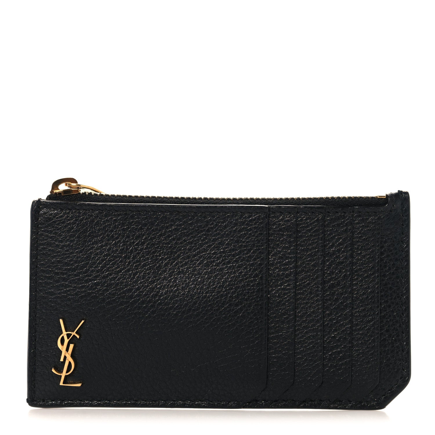 SAINT LAURENT★18春夏★5 FRAGMENT ZIP POUCH Saint Laurent Grained Calfskin Monogram 5 Fragments Zip Pouch Card