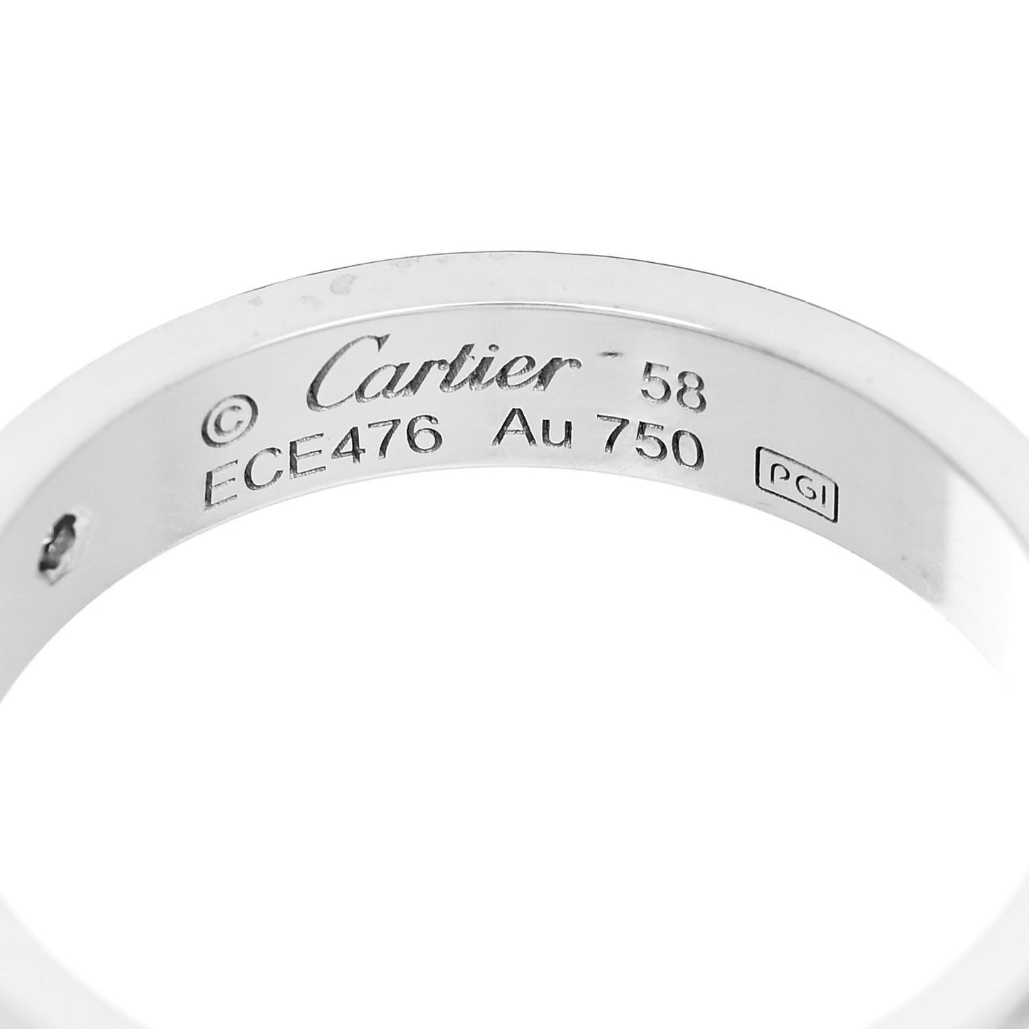 18K White Gold Diamond 4mm LOVE Wedding Band Ring 58 8.5