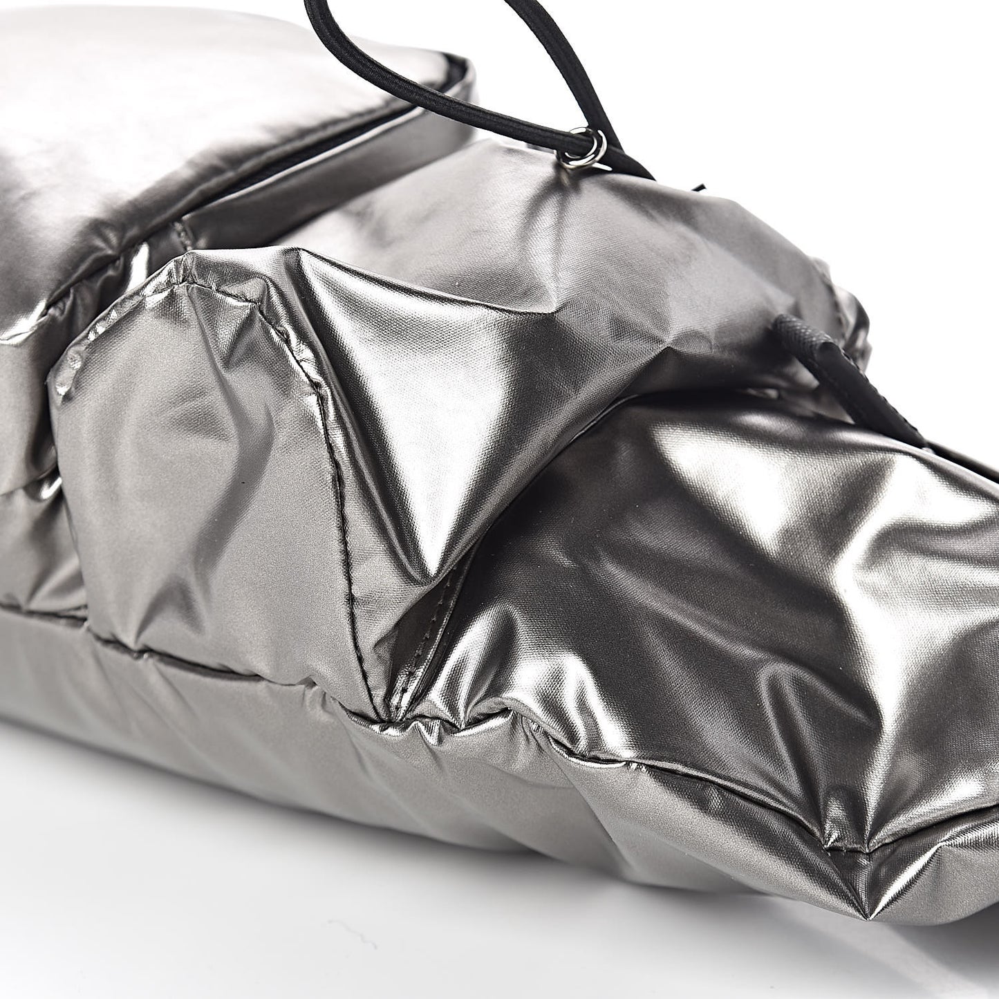 Metallic Tessuto Nylon Metal Triple Pocket Belt Bag Ferro