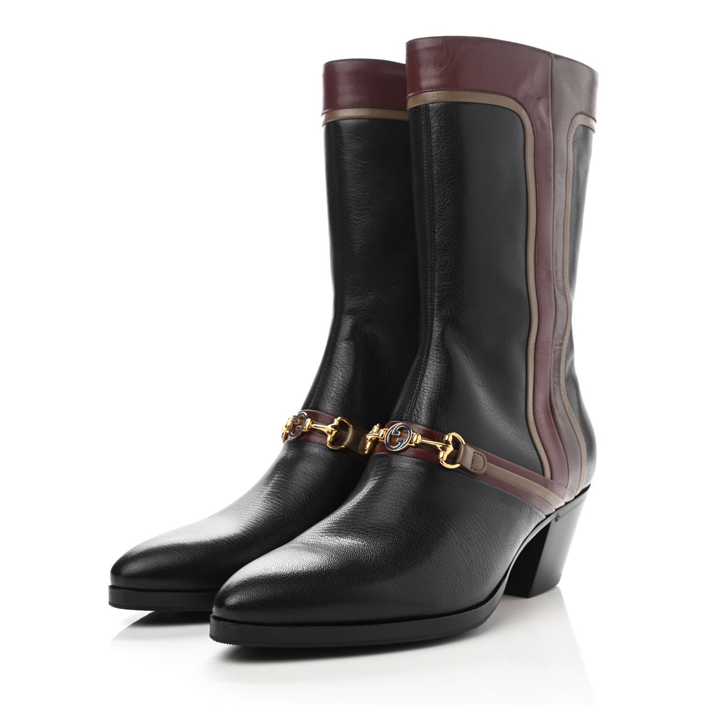 Goatskin Mens Zahara Interlocking G Horsebit Ankle Boots 9 Black Chardonnay Ardesia