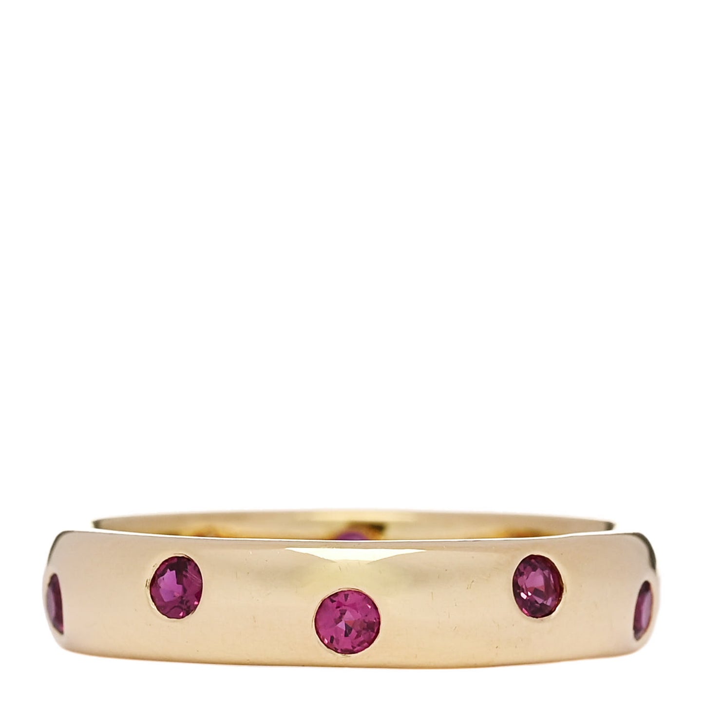 18K Yellow Gold Ruby Etoile Band Ring 56 7.5