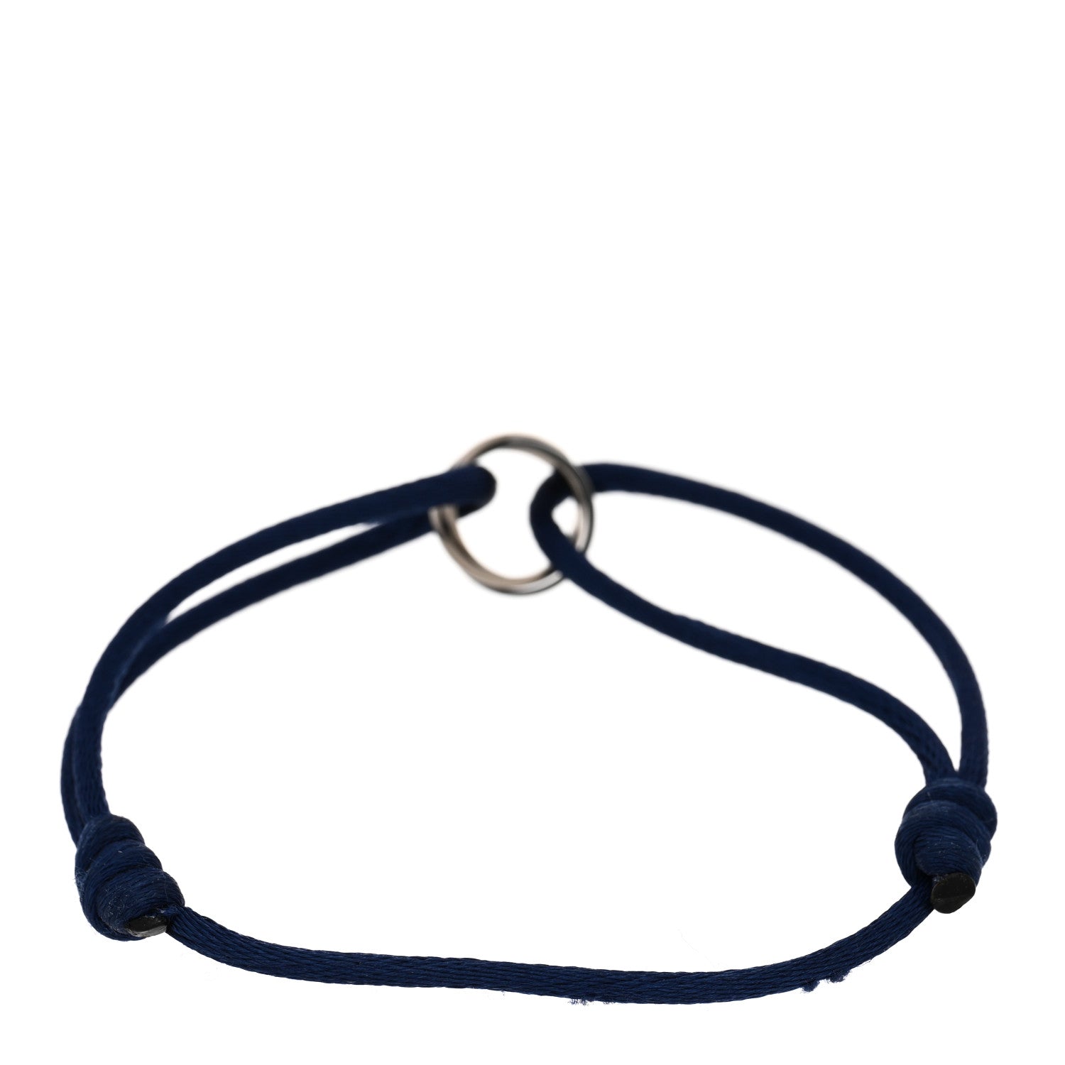 Cartier 18K White Gold Ceramic Trinity Adjustable Cord Bracelet Blue 2 of 4