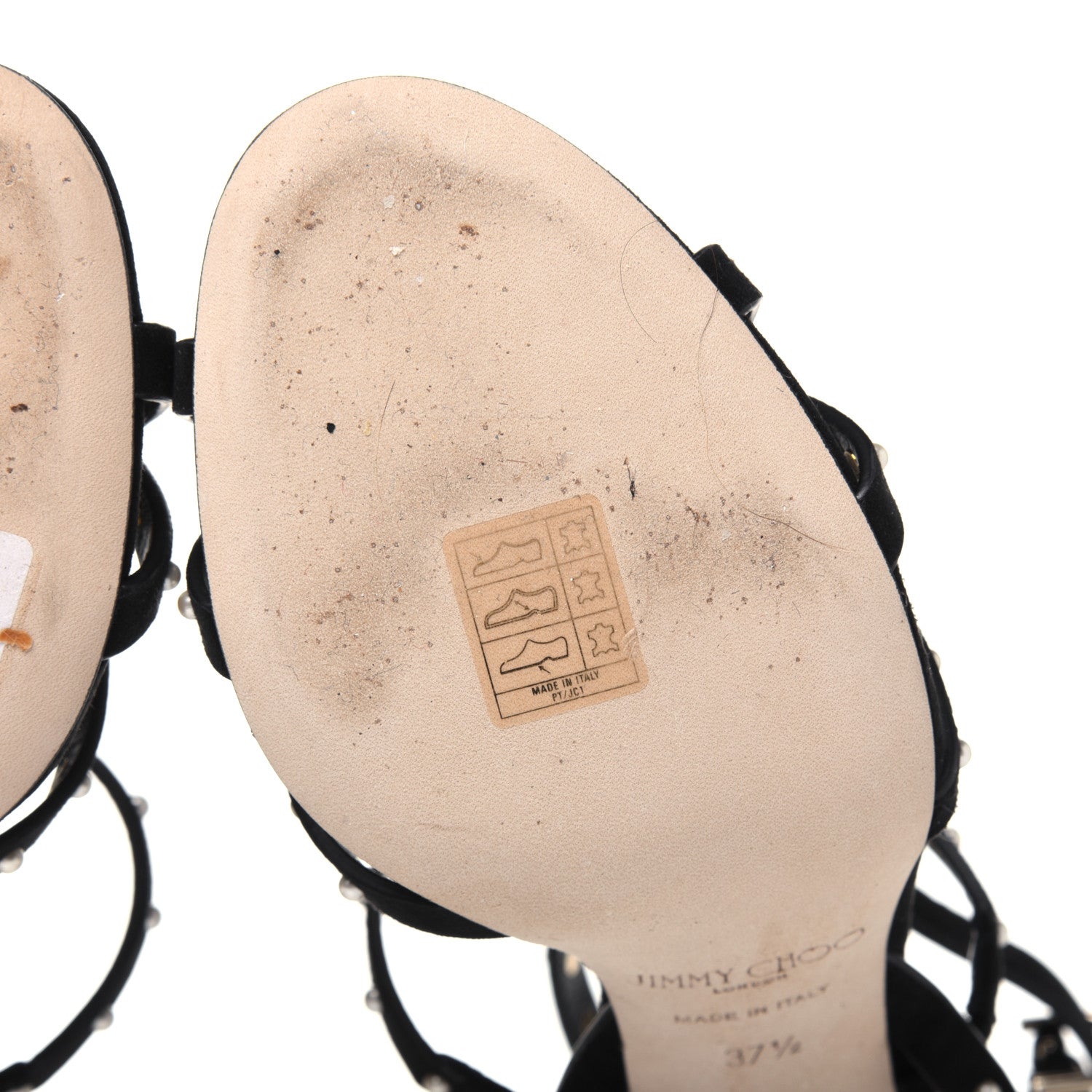Jimmy Choo Suede Pearls Beverly 100 Sandals 37.5 Black 9 of 10