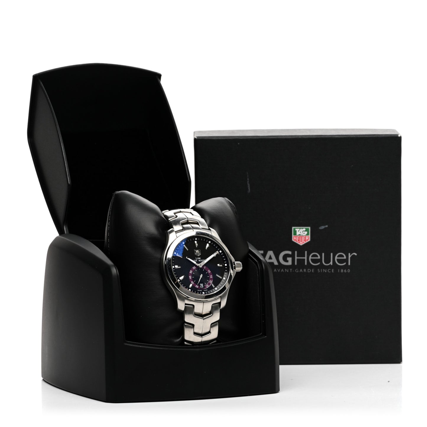 Stainless Steel 39mm Link Tiger Woods Automatic Watch Black WJF211D