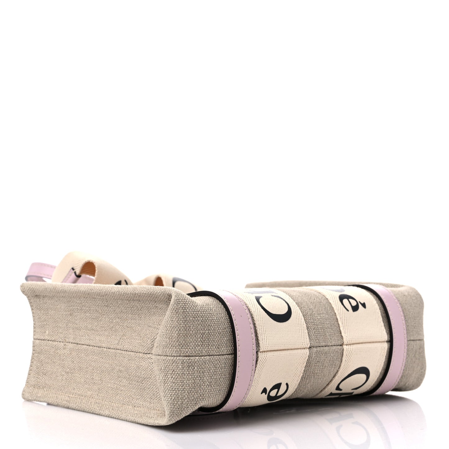 Cotton Calfskin Small Woody Ribbon Tote With Strap Misty Lavender