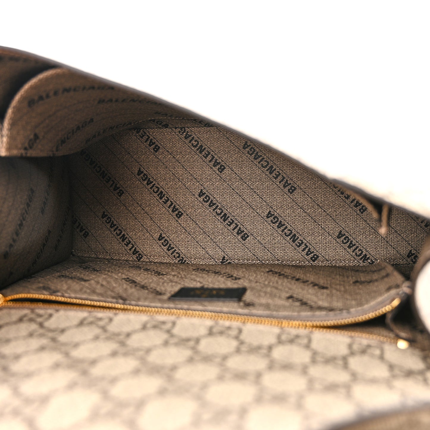 X GUCCI GG Supreme Monogram Medium Hourglass Top Handle Bag Beige Ebony
