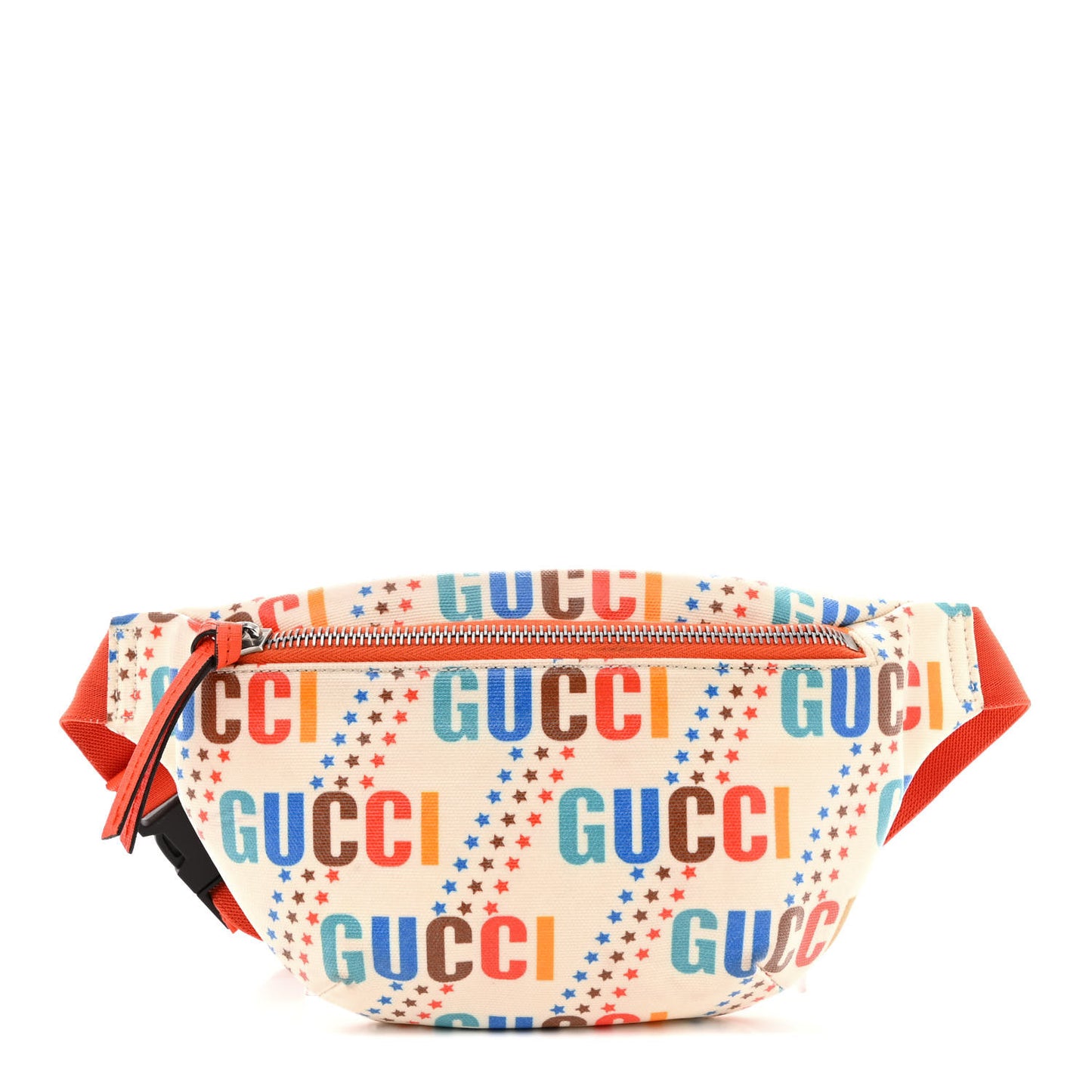 Coated Canvas Logo Star Print Childrens Belt Bag Beige Multicolor Vibrant Orange