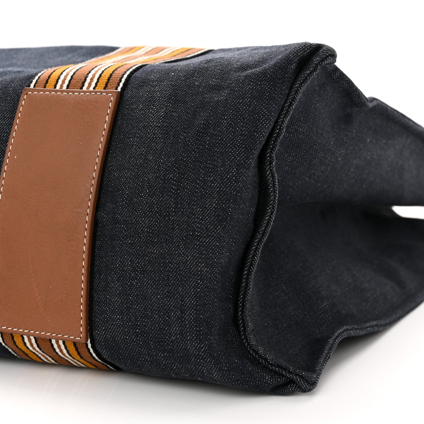 Denim Cotton Canvas The Suitcase Stripe Tote Blue