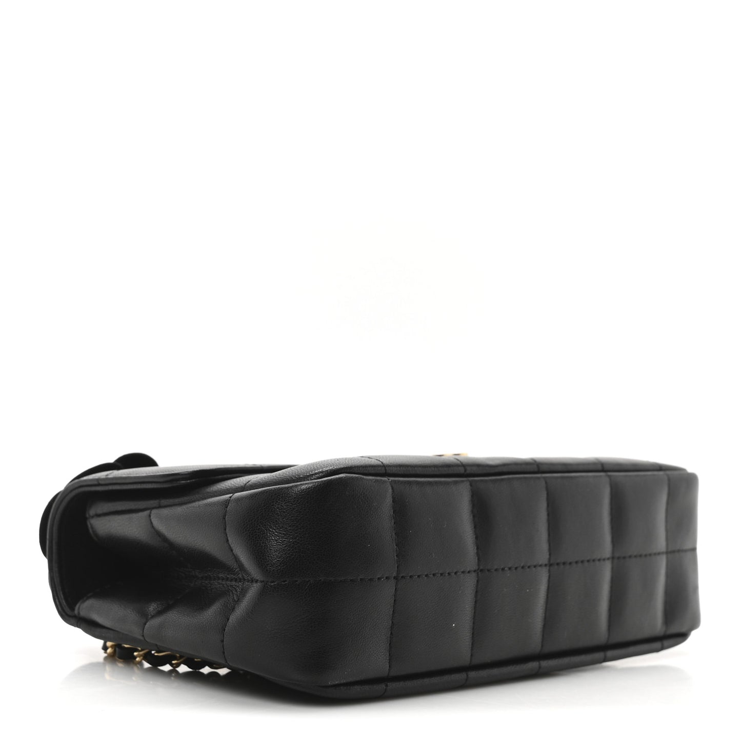 Lambskin Quilted Mini Chocolate Bar Camellia Flap Black
