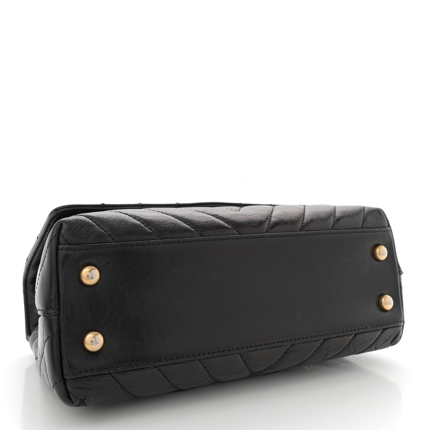 Chanel Aged Calfskin Chevron Quilted Mini Coco Handle Flap Black 4 of 11