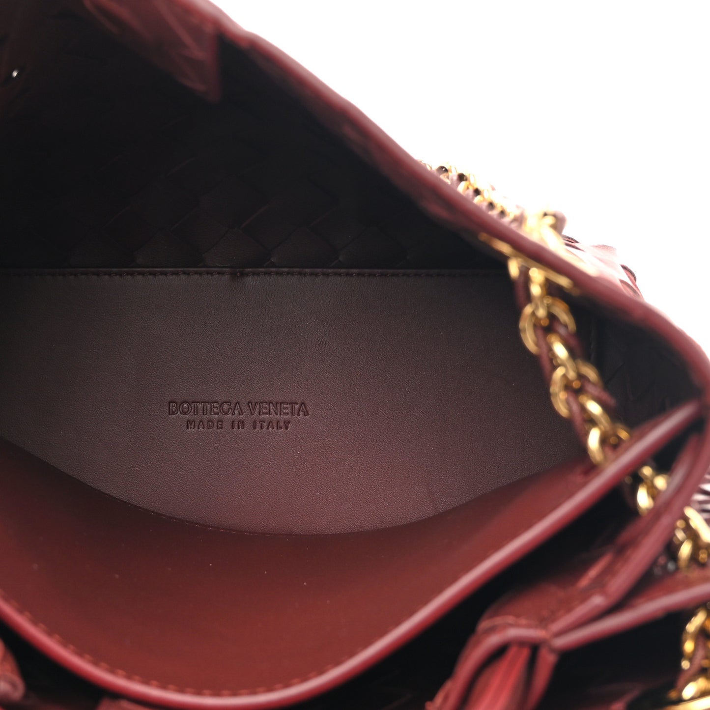 Nappa Intrecciato Small Andiamo With Chain Shoulder Bag Madder Brown