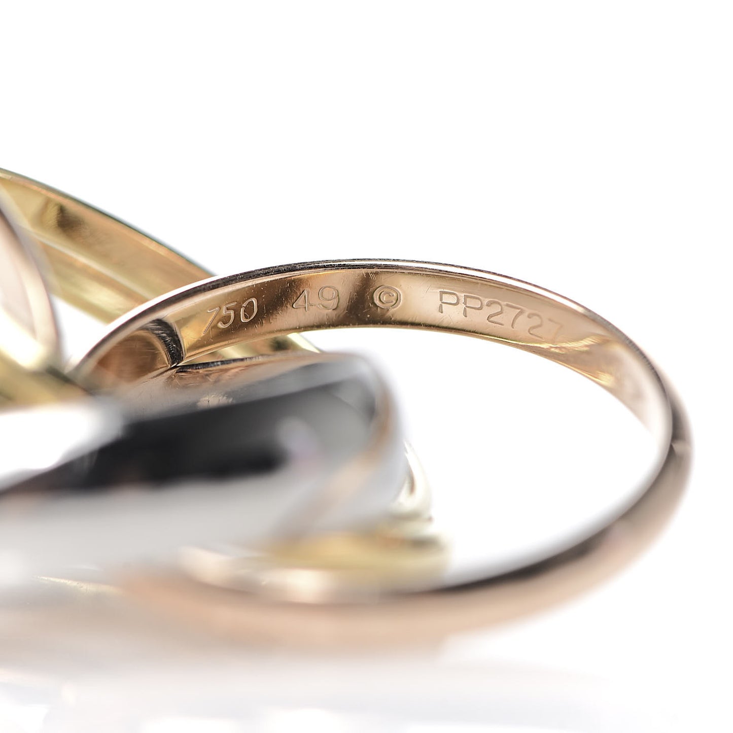 18K Pink Yellow White Gold Diamond Trinity 6 Band Ring 49 4.75