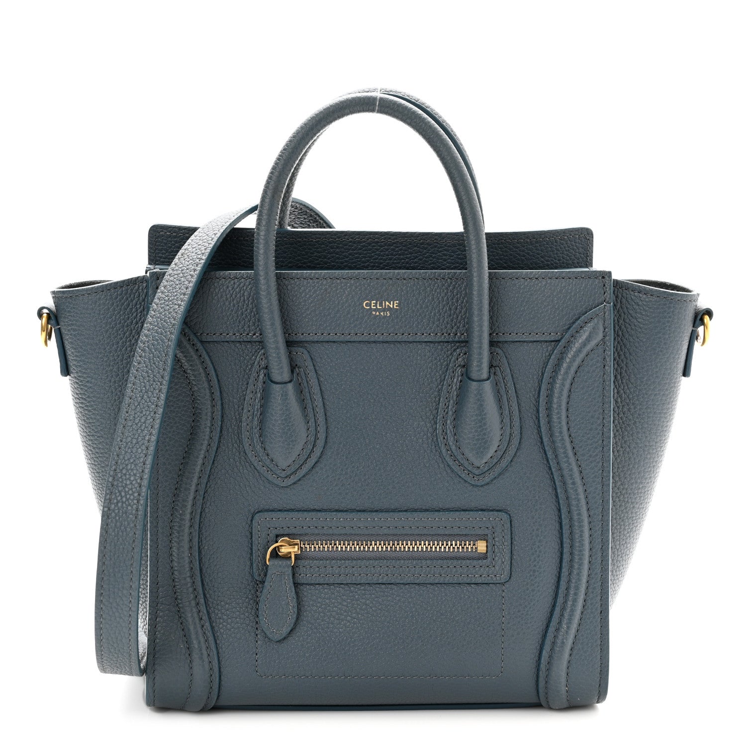 Celine Baby Drummed Calfskin Nano Luggage Petrol 1 of 15