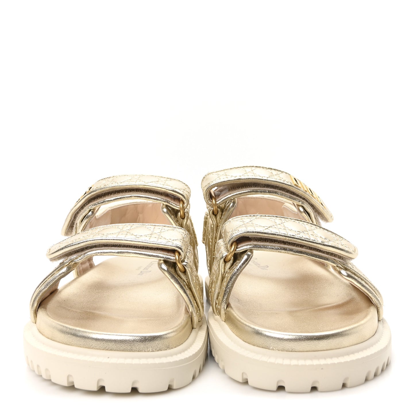Laminated Sheepskin Cannage Dioract Sandals 38.5 Pale Gold