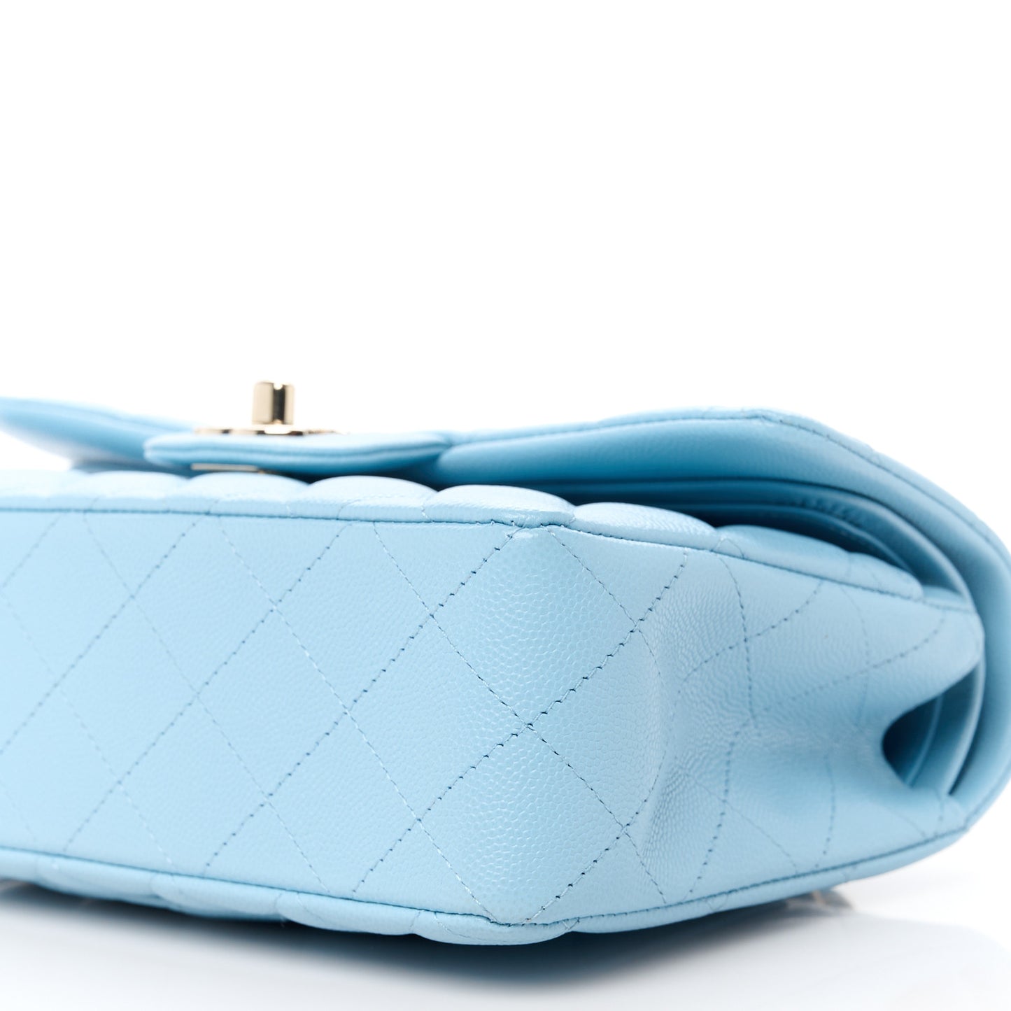 Caviar Quilted Small Double Flap Light Blue