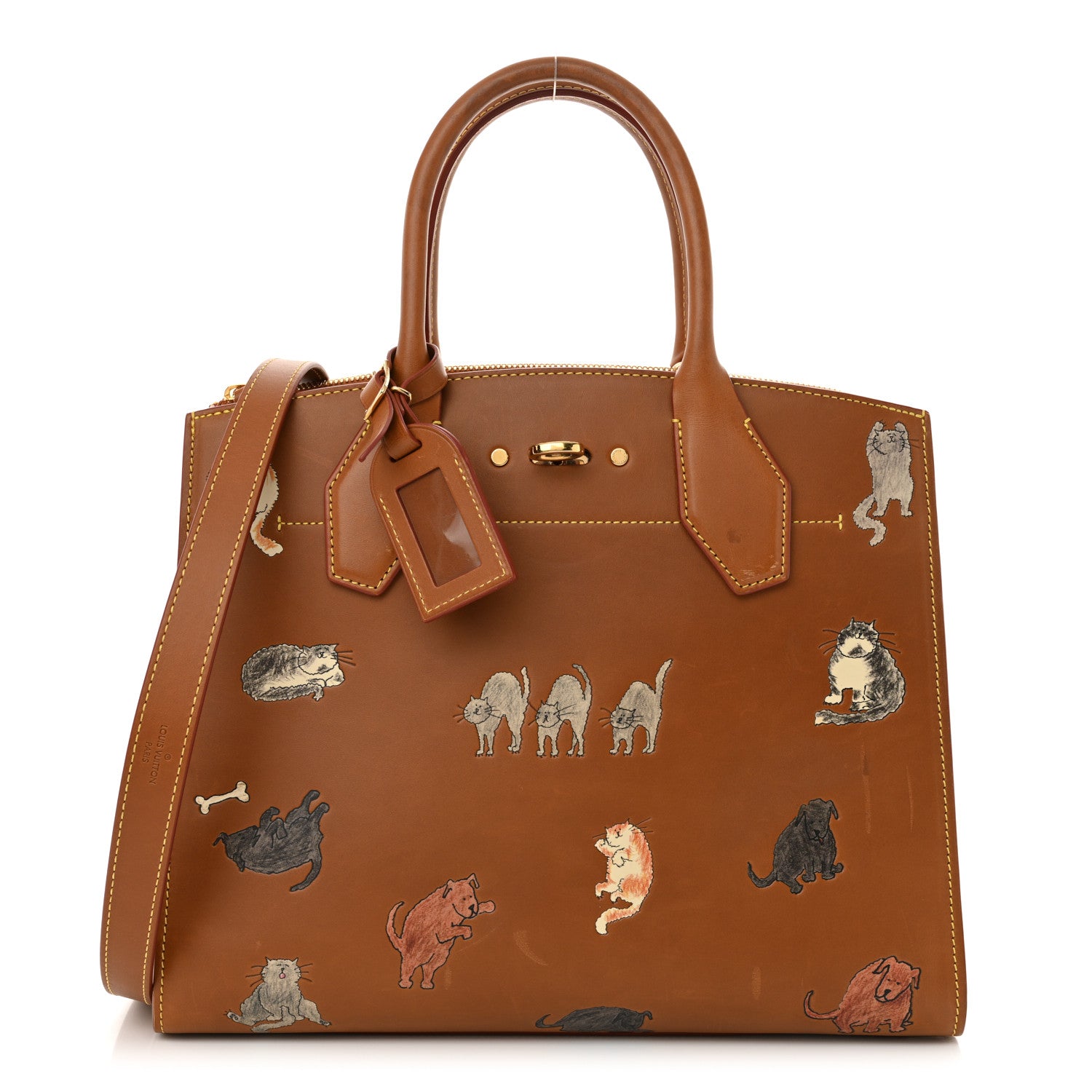 Louis Vuitton Calfskin Catogram City Steamer MM Chataigne 1669812