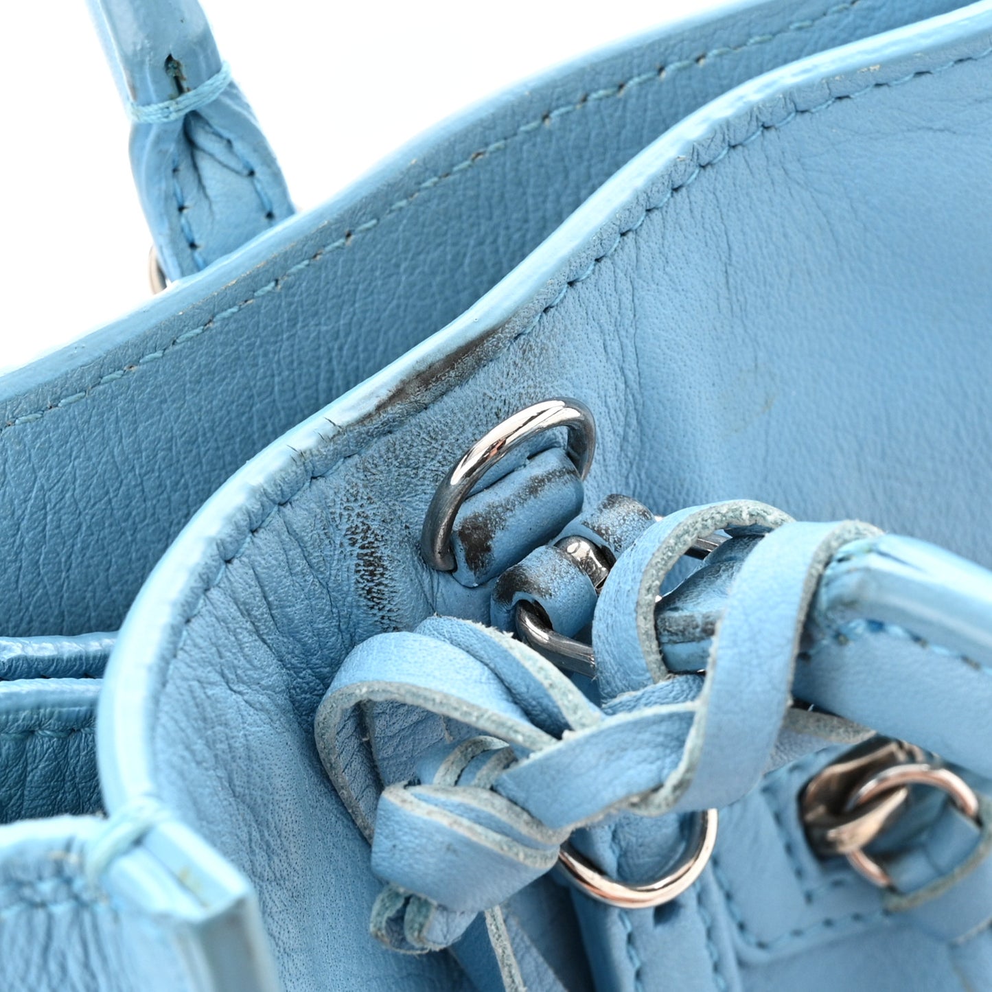 Supple Calfskin Papier Mini A4 Zip Around Tote Bleu Azur Clair