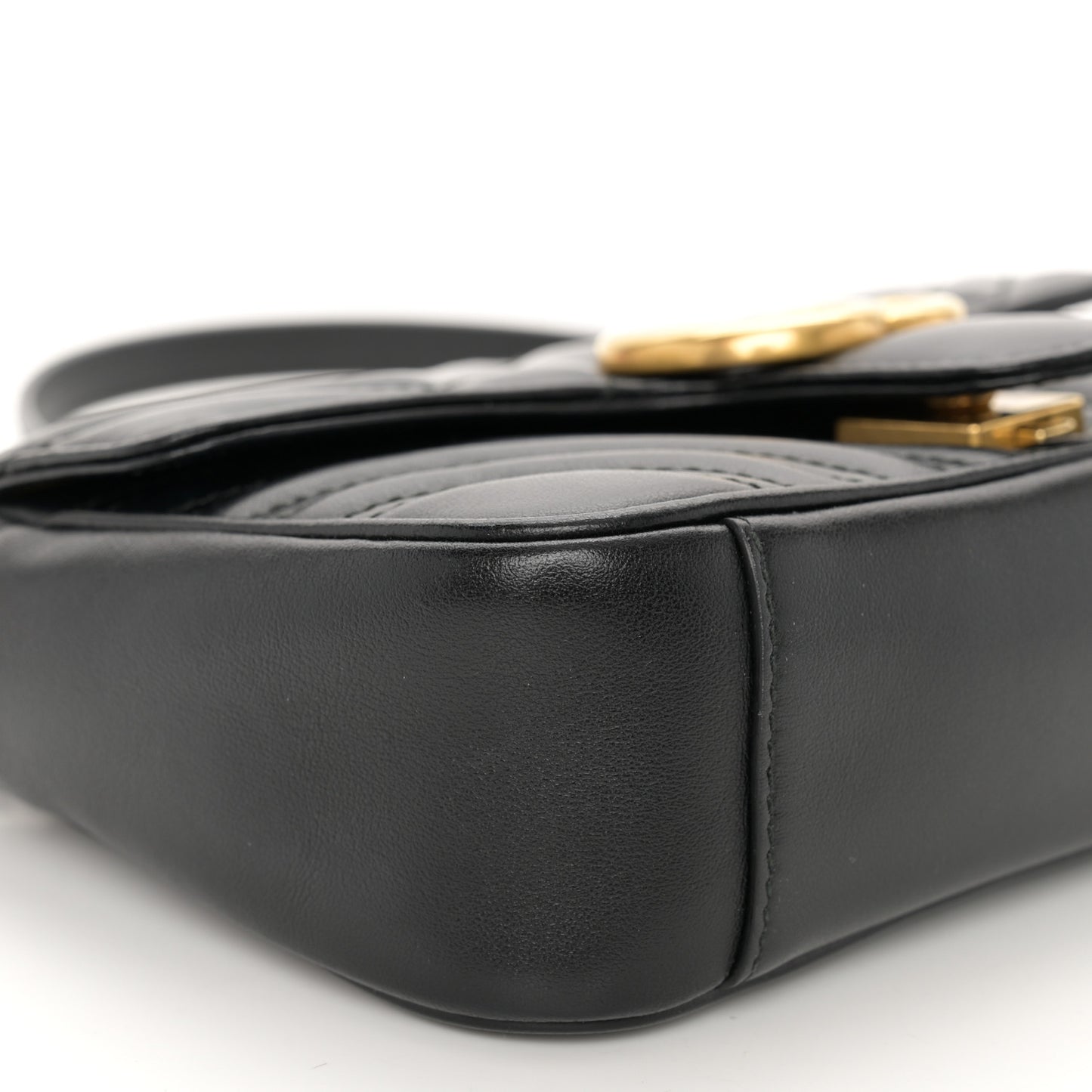 Calfskin Matelasse Mini GG Marmont Shoulder Bag Black
