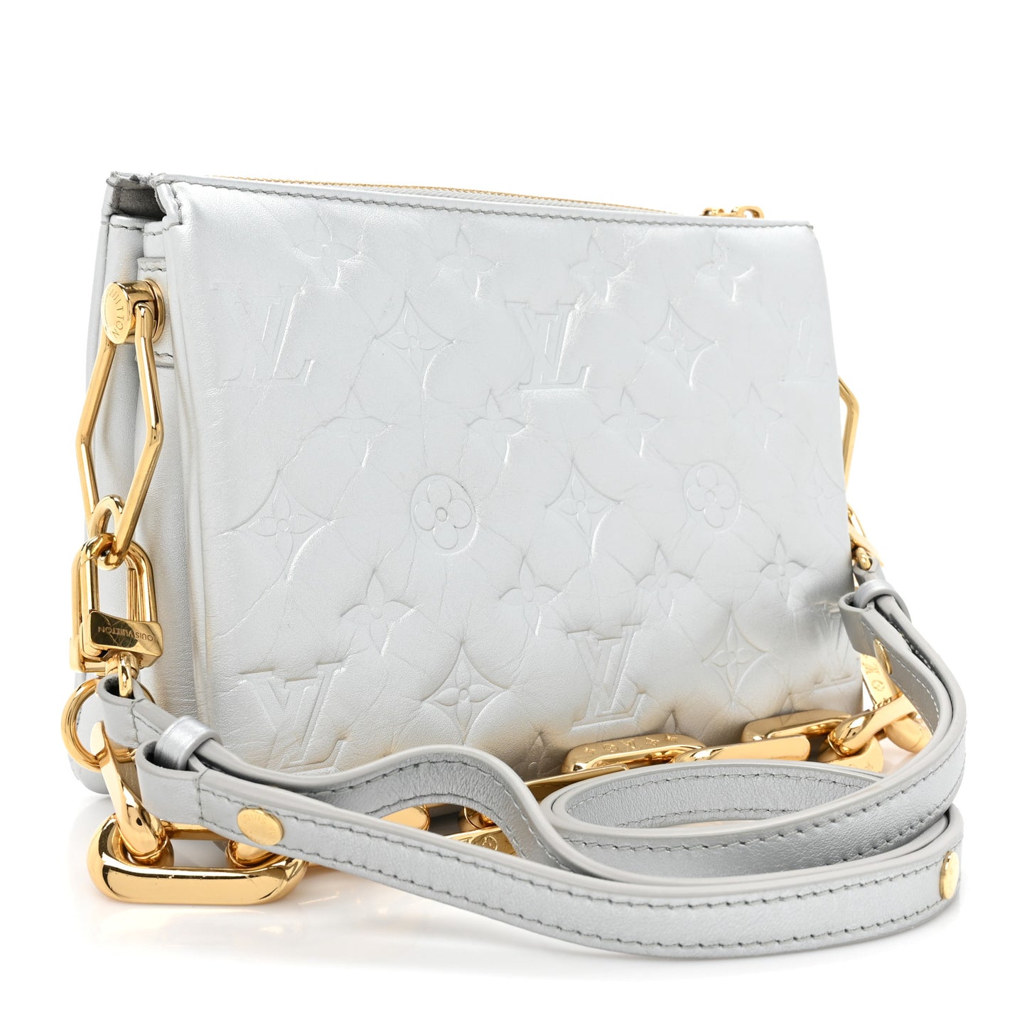 Lambskin Embossed Monogram Coussin BB Silver