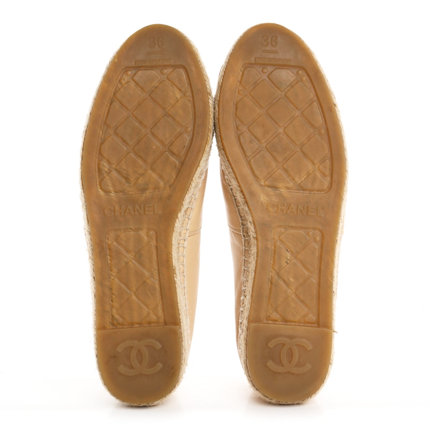 Lambskin CC Espadrilles 36 Beige Black